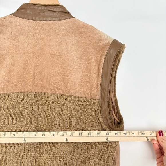Rochelle California Women's Suede Leather & Knit Vest Jacket Tan Size M - Picture 8 of 10